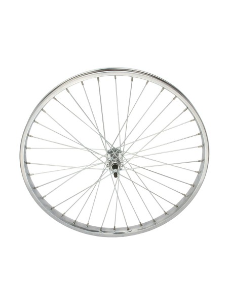 26 x 2.125 Steel Free Wheel 36 Spoke 12g UCP 3/8 Axle Single Wall Chrome.